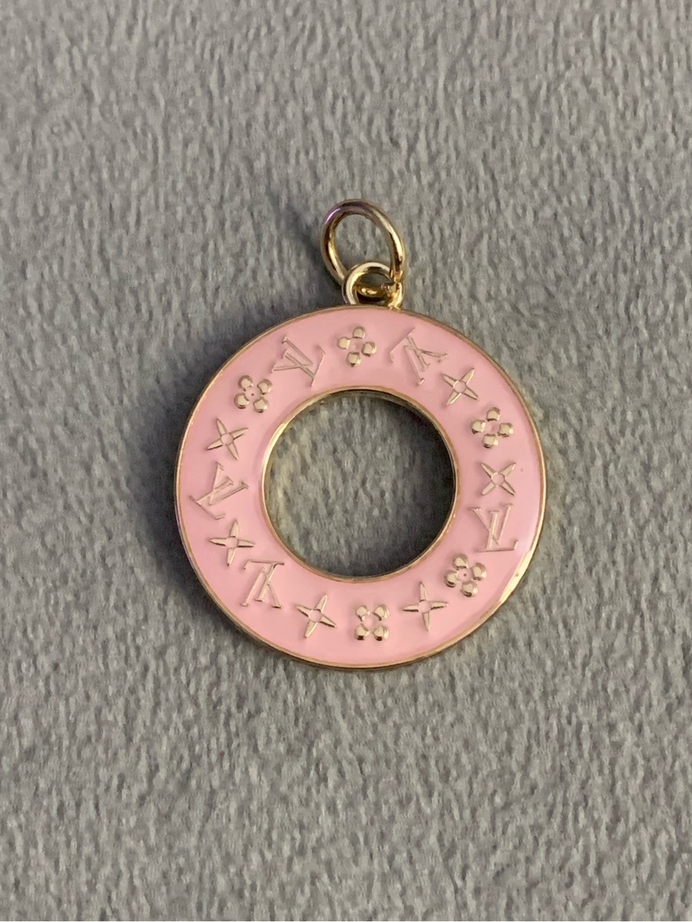 Upcycled Pink Enamel Circle Pendant Necklace Charm